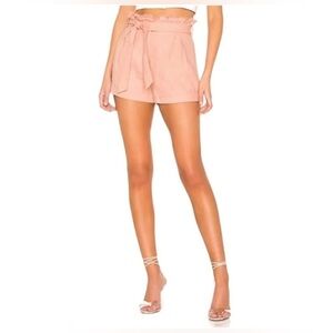 Lovers + Friends Pink Simone High Waisted Paperbag Linen Shorts Medium